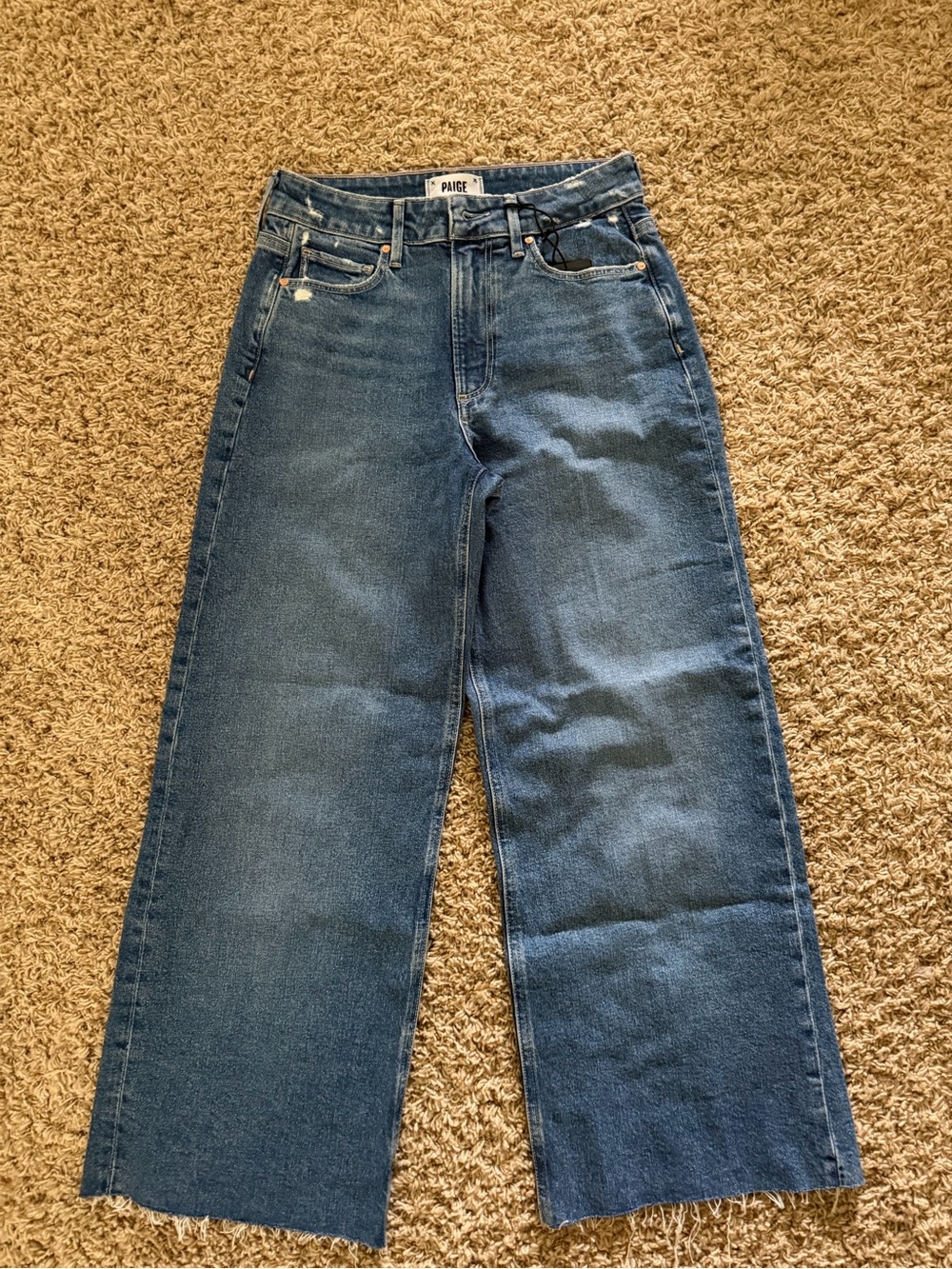PAIGE Wide-Leg High-Rise Jeans in Medium Blue Denim